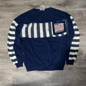 RARE Vintage Club Athlete navy and white striped crewneck sweatshirt